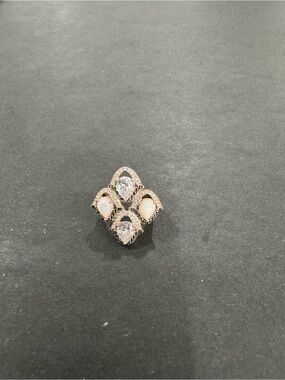Judith Ripka Gold-Tone Crystal and Pearl Cluster Ring.